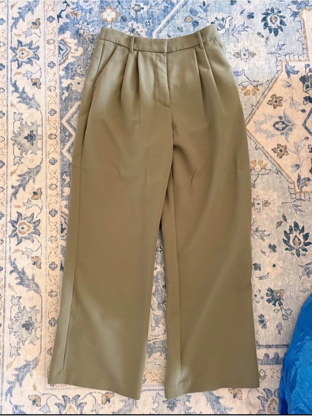 Abercrombie & Fitch Olive Green Sloane Wide-Leg Trousers